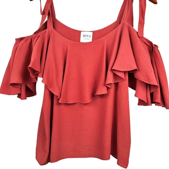 MISA LOS ANGELES Marina Cold Shoulder Ruffle Top - Picture 5 of 9